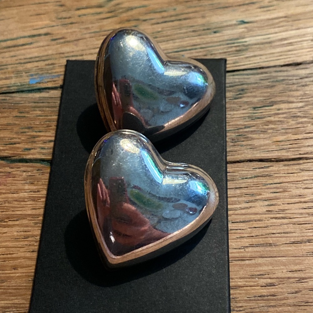 Vintage Mexican sterling silver heart earrings
